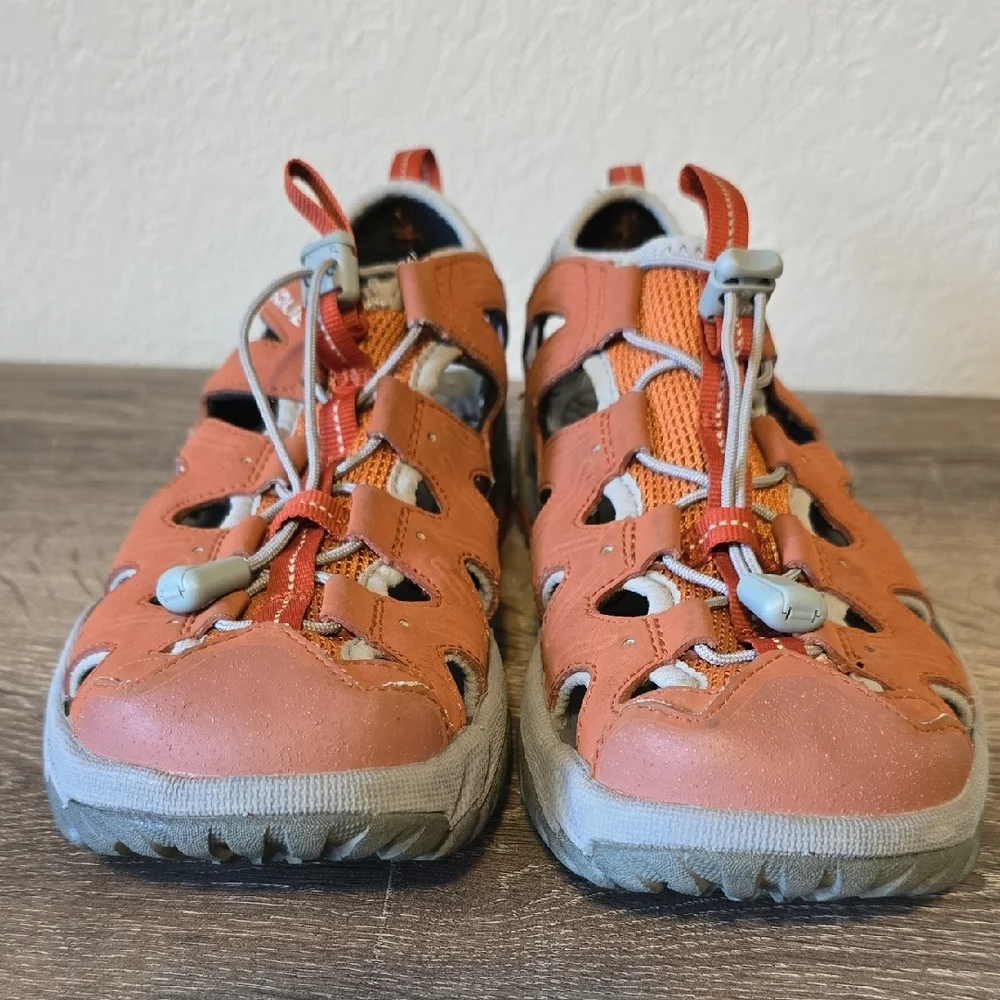 Vasque Women's Flux Sport Sandals - Burnt Orange Leather Bungee Lace Up - Picture 4 of 10